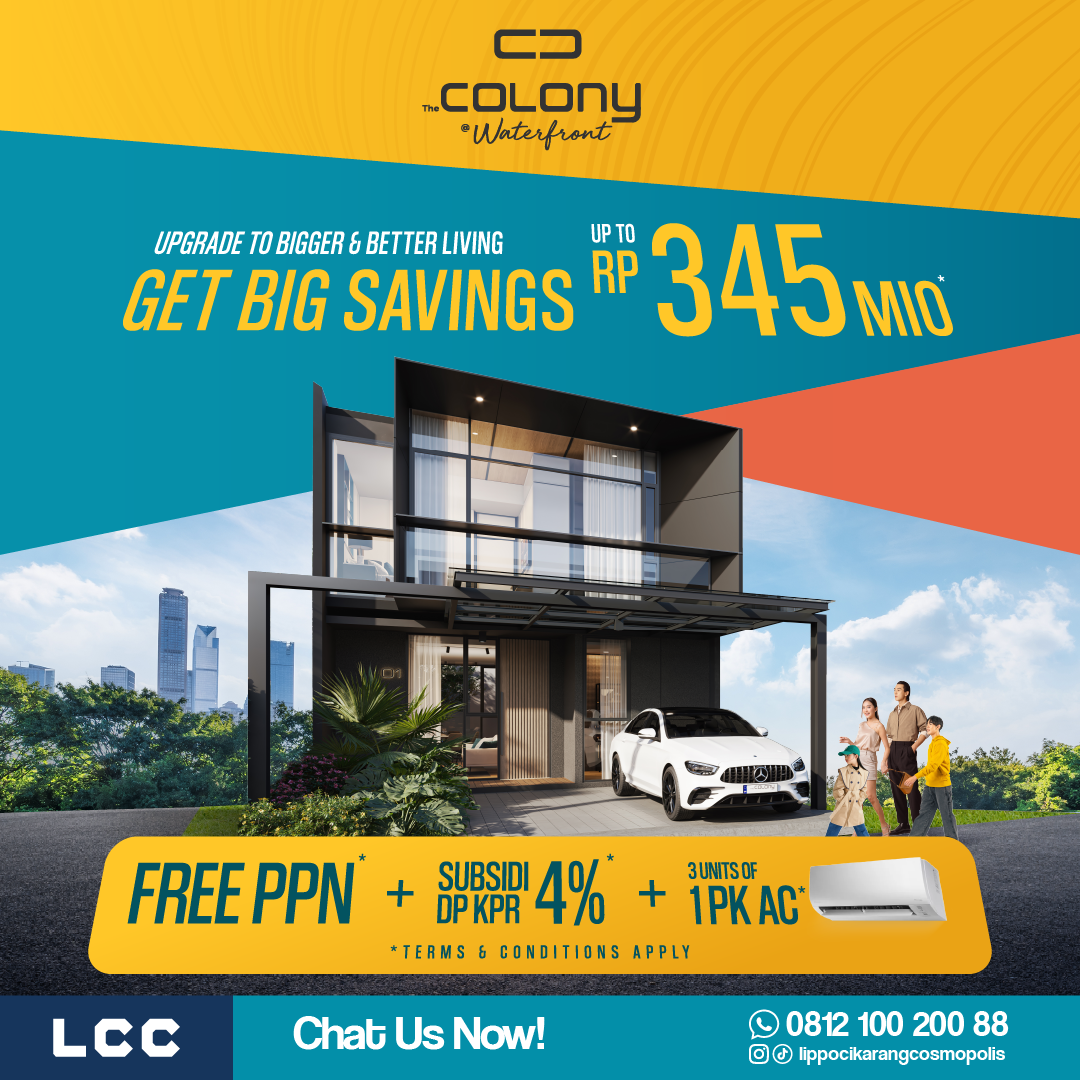 Lippo Cikarang Cosmopolis Facebook ad: Saatnya upgrade rumah lebih luas, lebih nyaman, lebih…