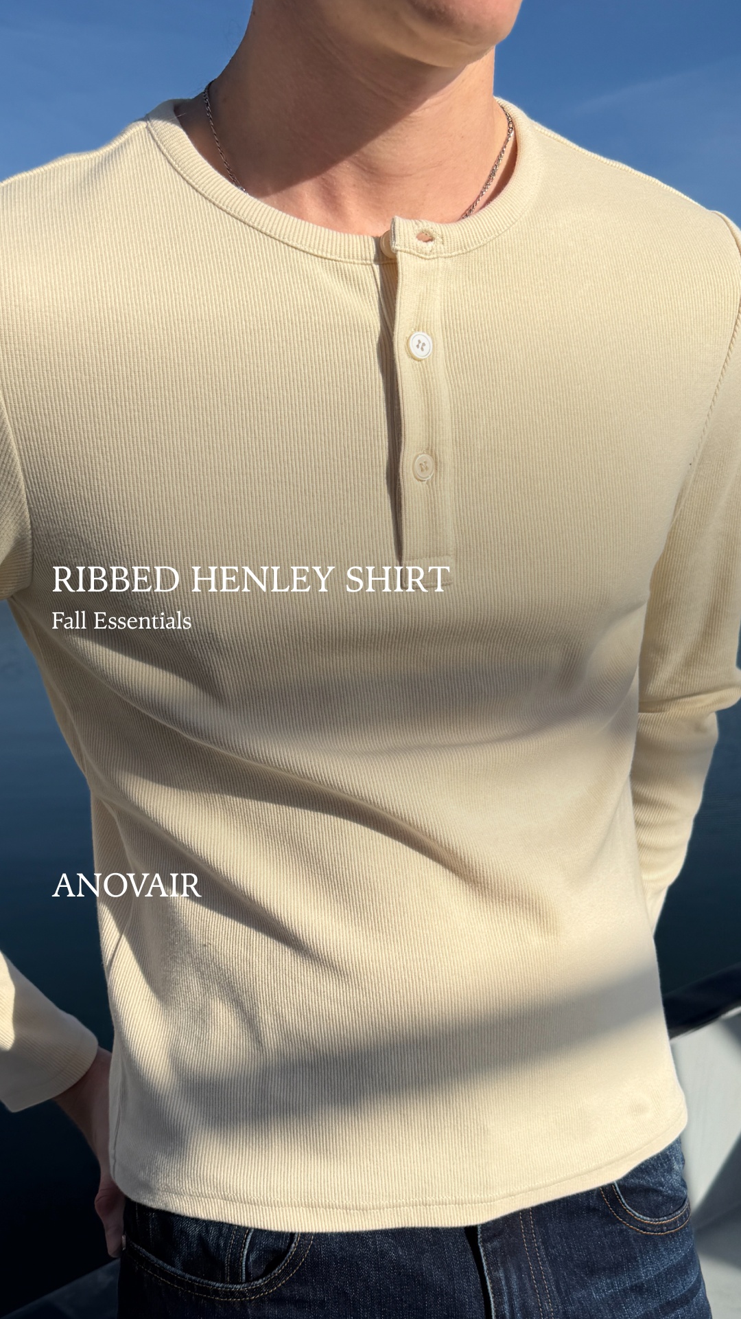 Anovair Facebook ad: Bestselling Henley Shirts, Buy 3 & Save 25%