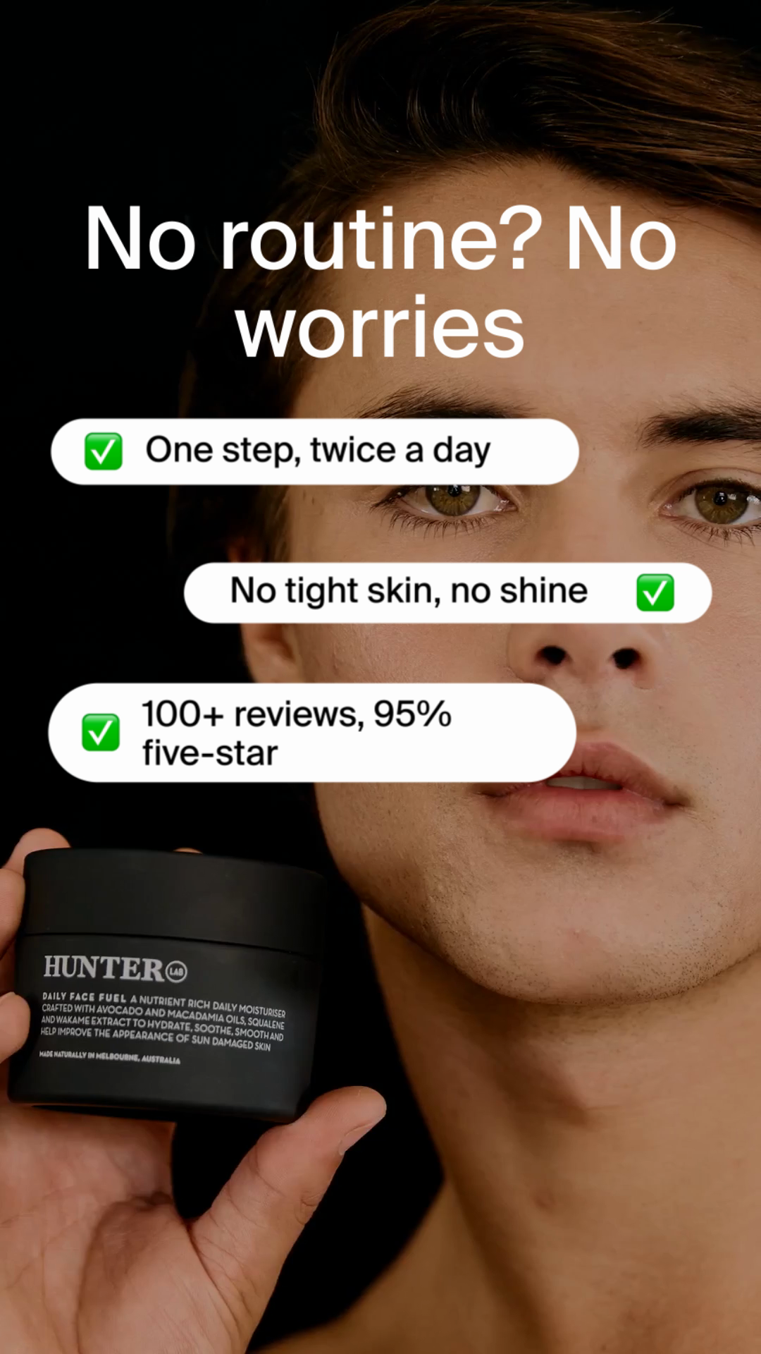 HUNTER LAB Facebook ad: A daily moisturiser that works with your skin, not against…