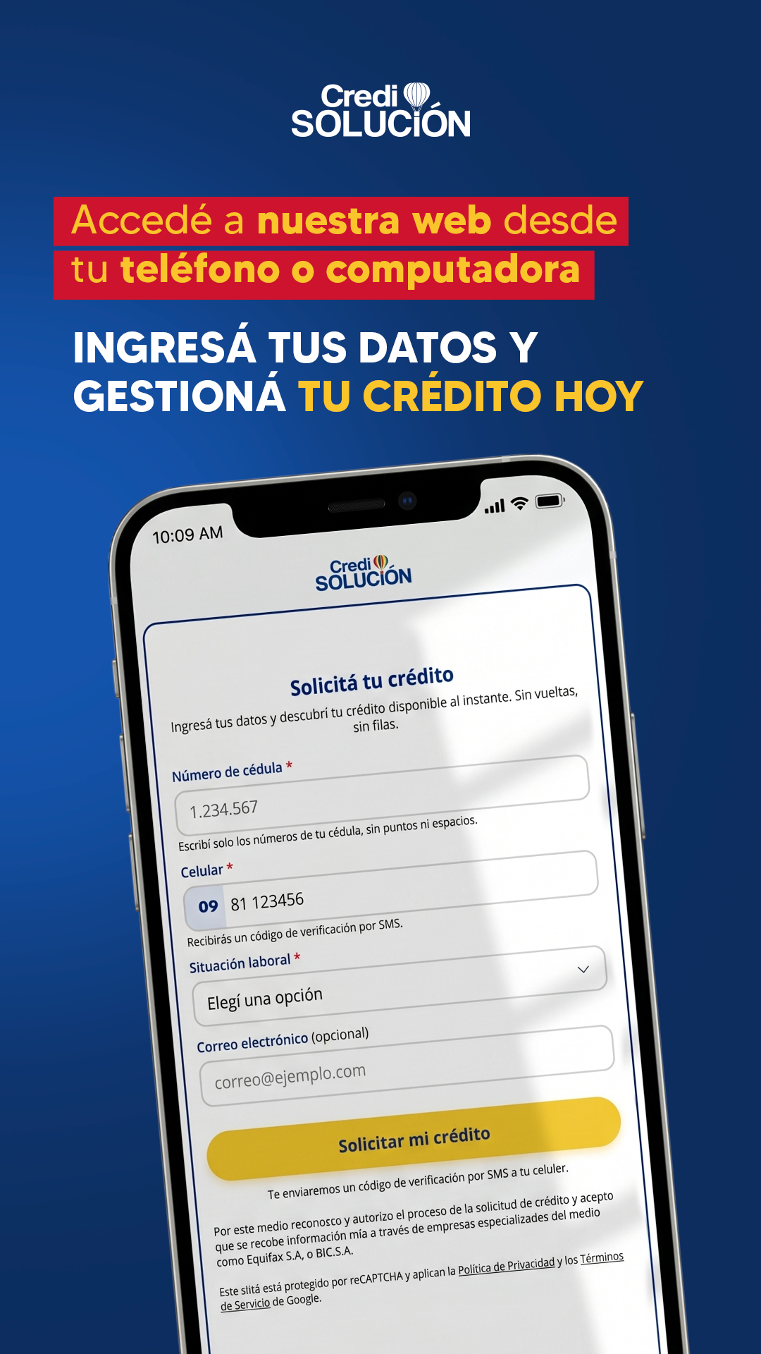 Credisolución Facebook ad: ¡Visitá nuestra web!