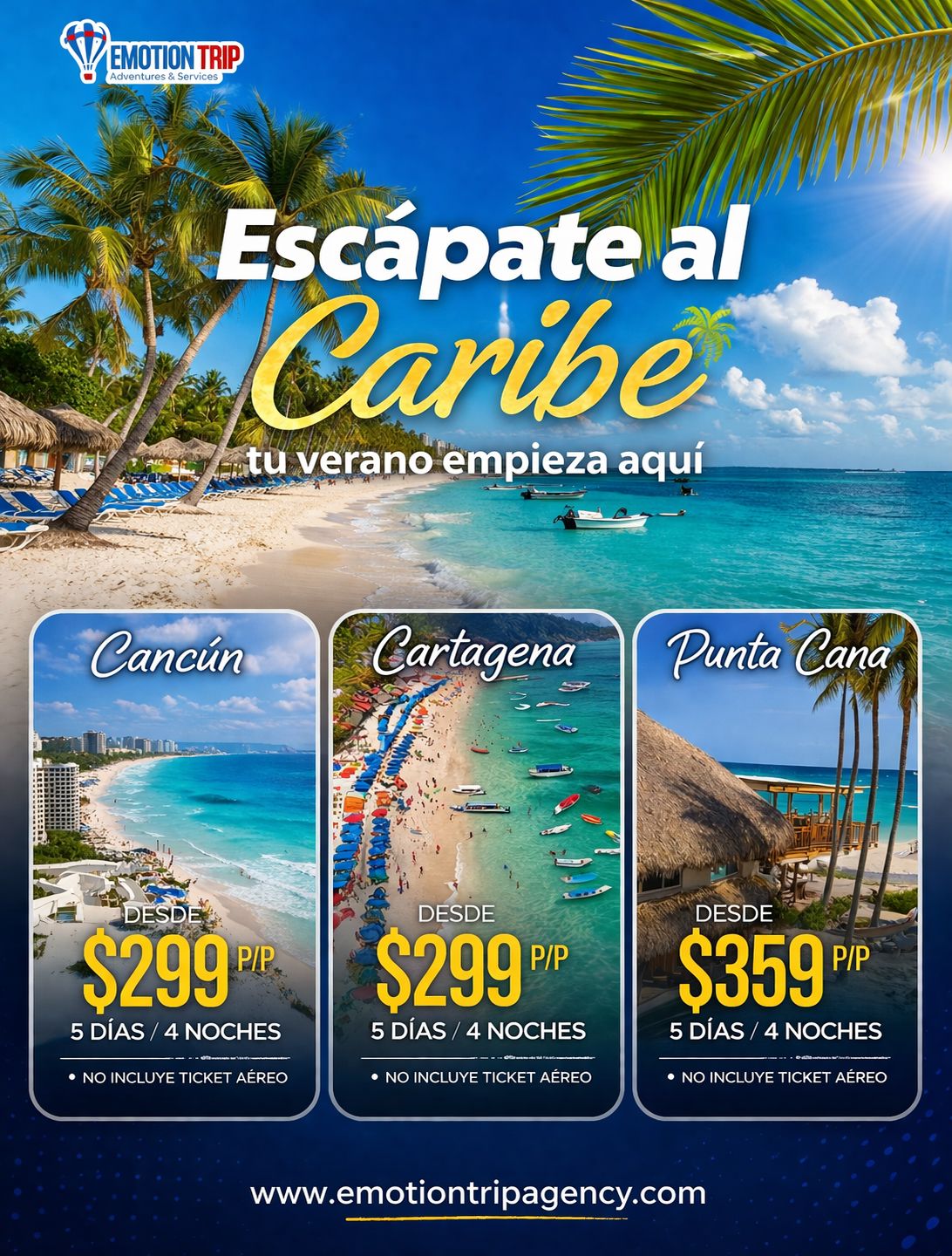 Emotion Trip Agency Facebook ad: Caribe de promoción!