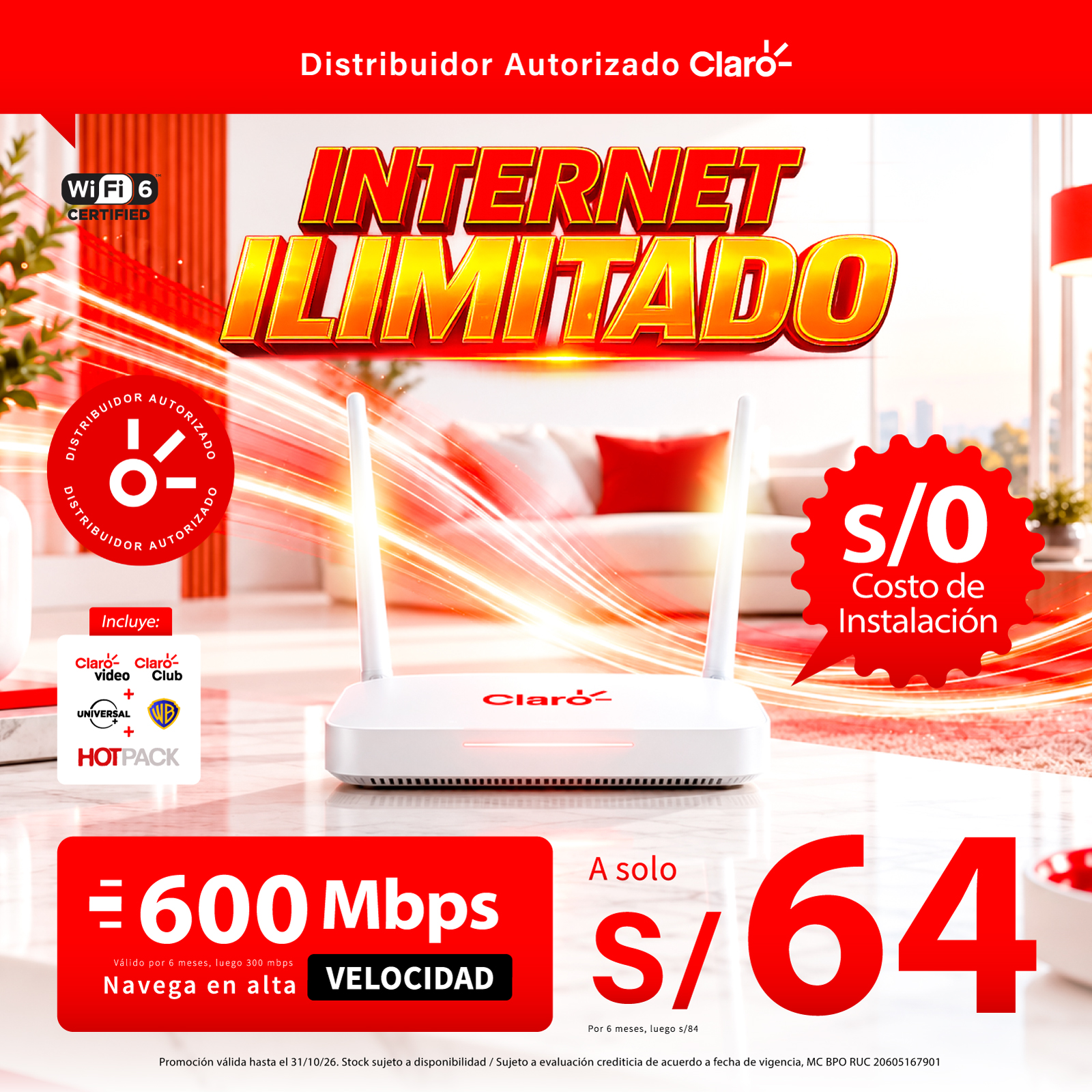 Internet Hogar Fibra Facebook ad: INSTALACIÓN GRATIS