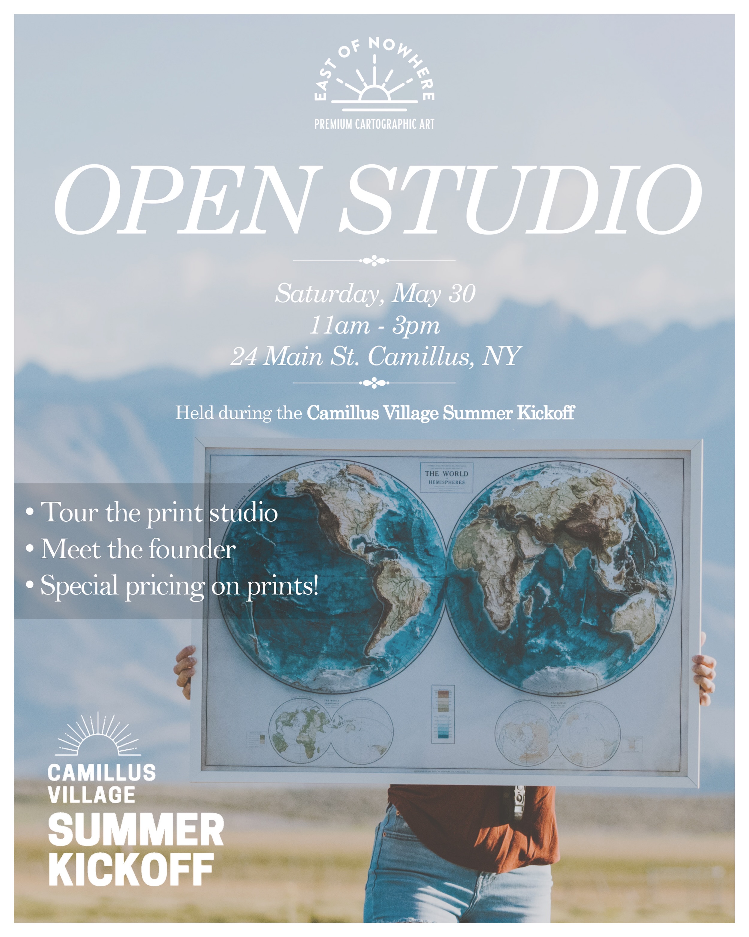 East of Nowhere Maps Facebook ad: We’re opening up the studio!