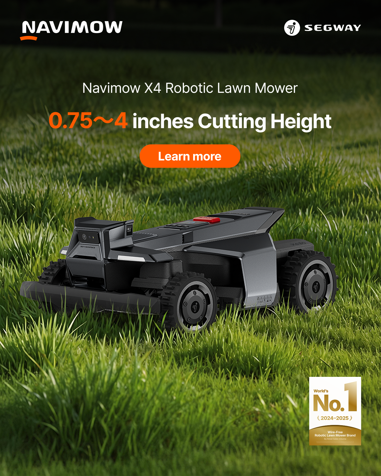 Segway Navimow Facebook ad: Smart mowing, safe home.
