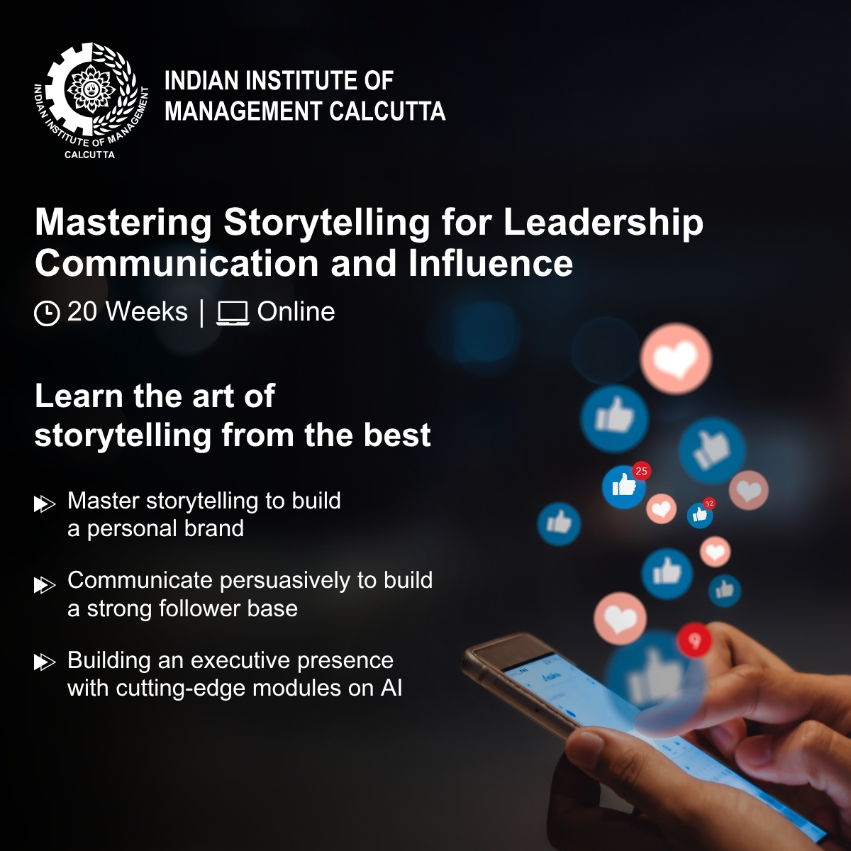 IIM Calcutta's Storytelling for Leadership Communication and Influence Facebook ad