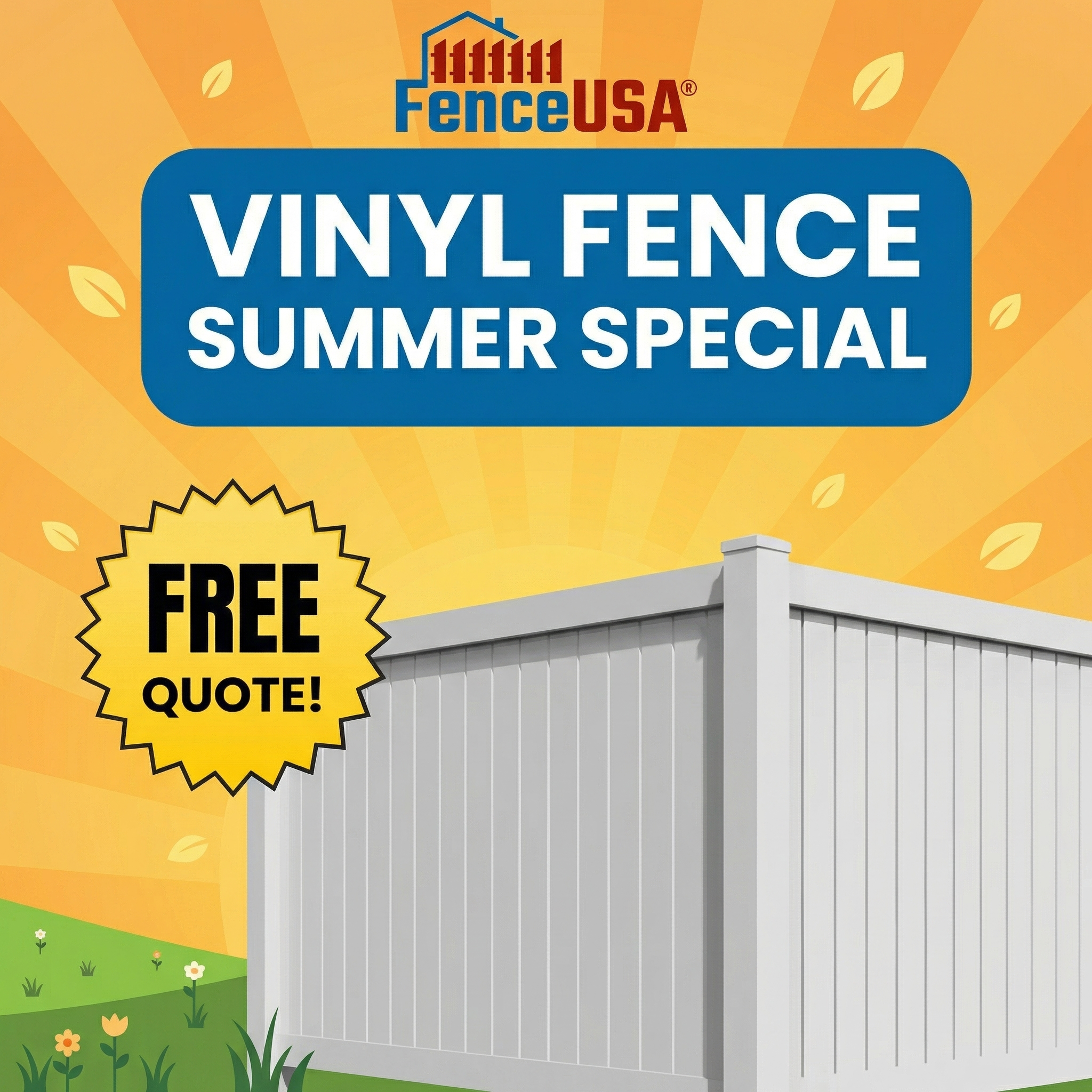 FenceUSA Facebook ad: Vinyl Fence Summer Special, FREE Quote