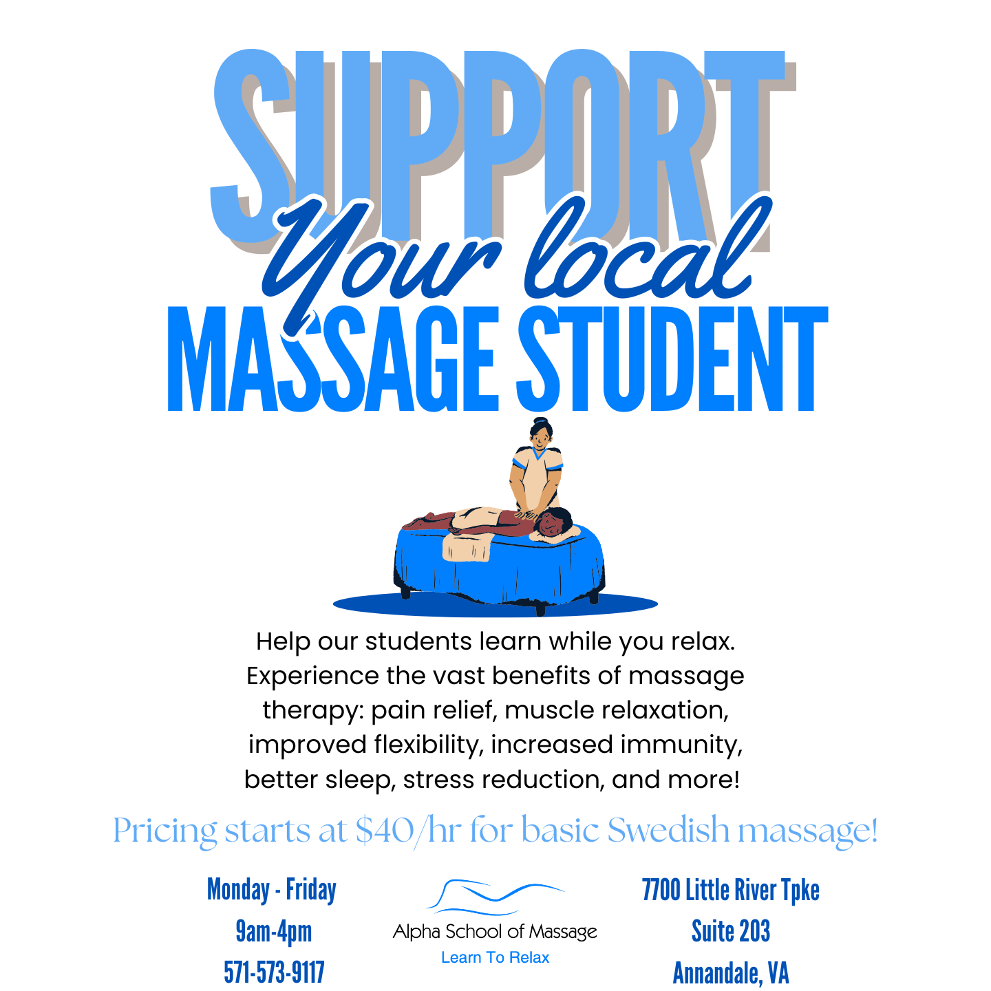 Alpha School of Massage, Annandale Facebook ad: Book your massage!