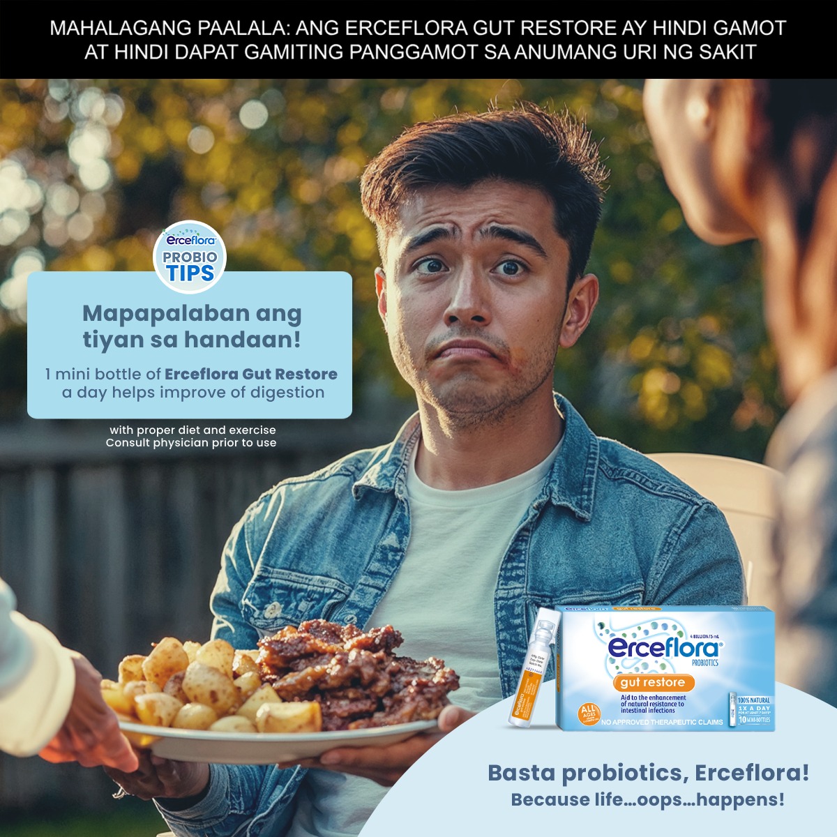Erceflora Facebook ad: Basta probiotics, Erceflora!