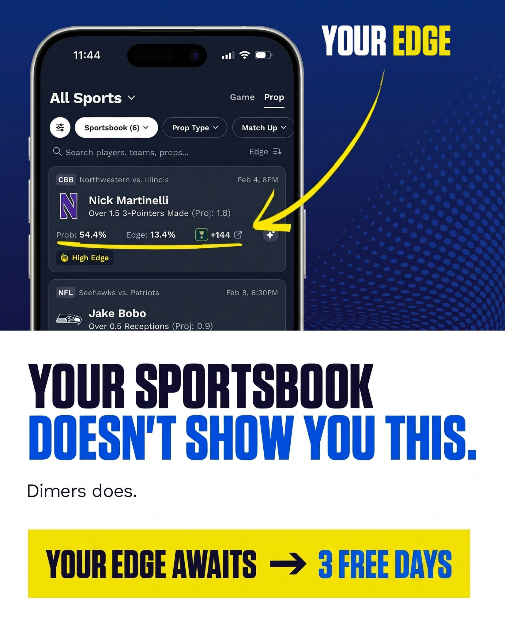 Dimers Facebook ad: Bet Smarter With Real Data