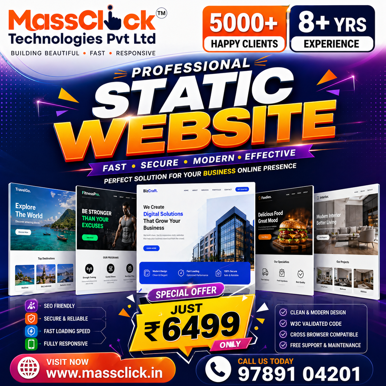 MassClick Facebook ad: Business Static Website
