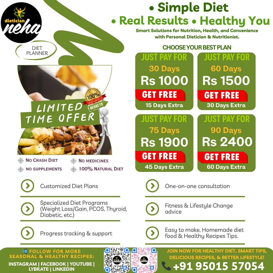 Dietician & Nutritionist - Neha Bhatia Facebook ad: Simple Diet • Real Results • Healthy You