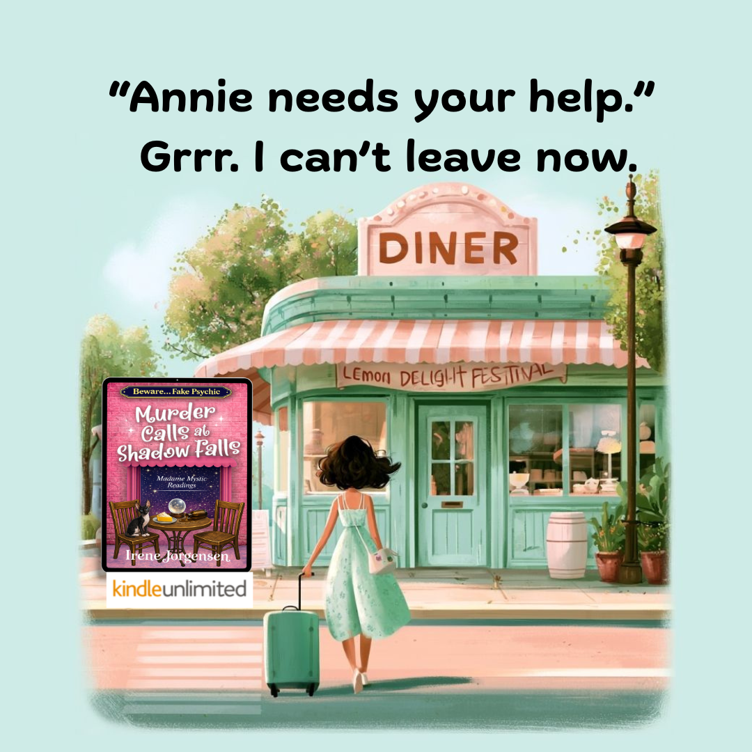Irene Jorgensen Author Facebook ad: .murder.with laugh out loud parts.