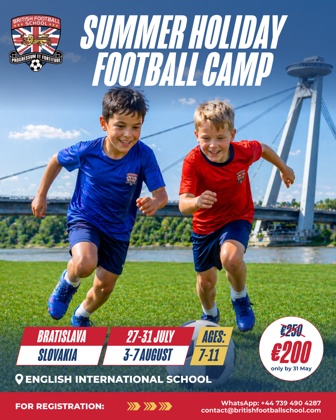 British Football School Facebook ad: Summer Holiday Football Camps in Bratislava