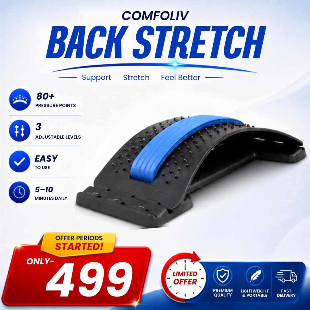 Comfoliv Facebook ad: Back Stretcher At ₹499