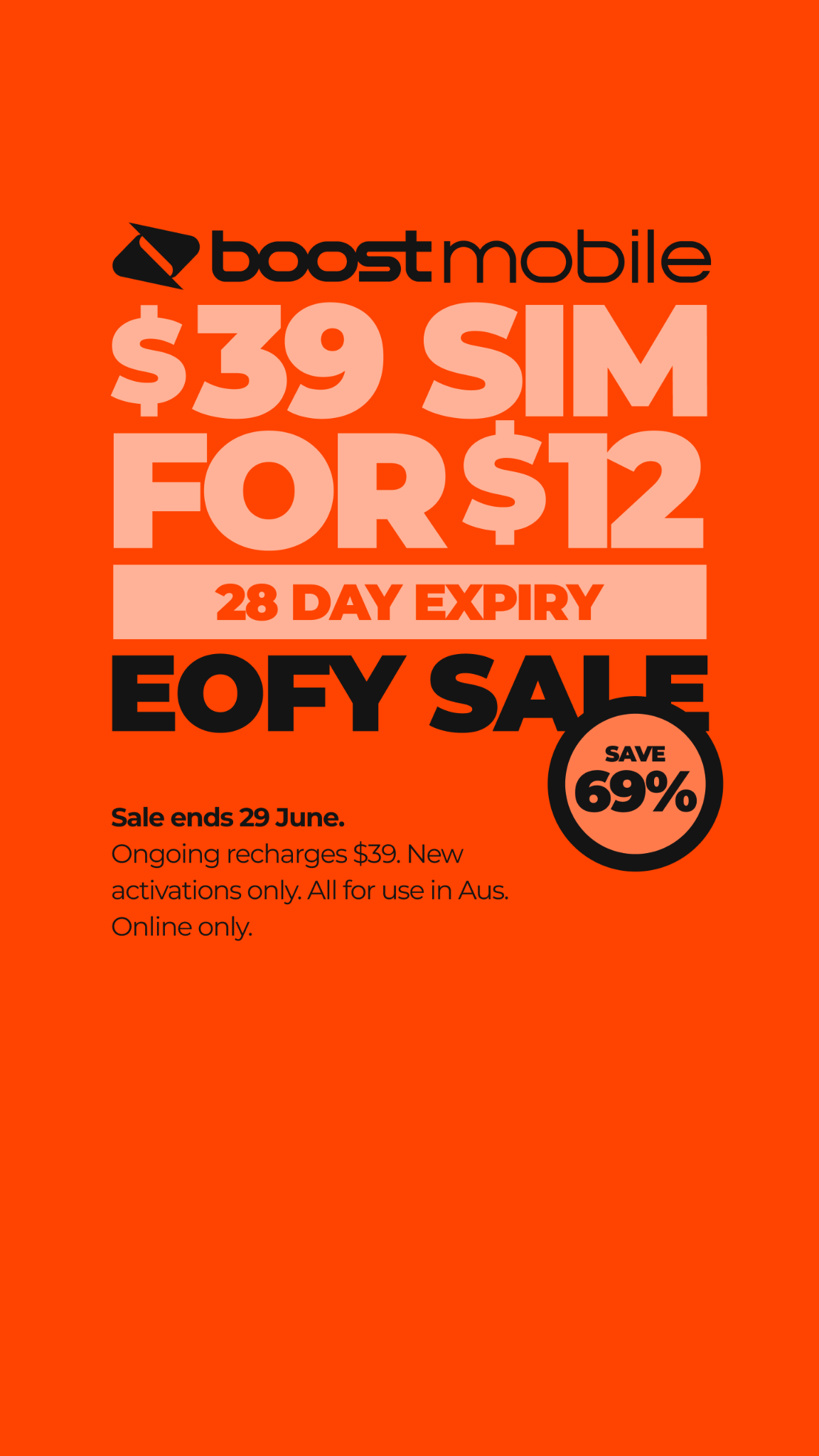 Boost Mobile Australia Facebook ad from Jun 1, 2026