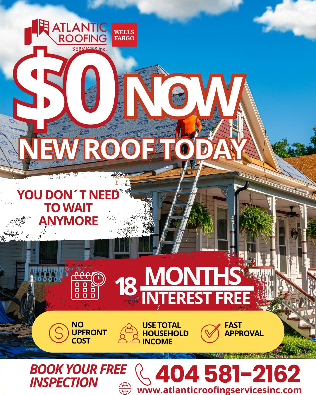 Atlantic Roofing Services Facebook ad: YOUR HOME IS AT RISK!