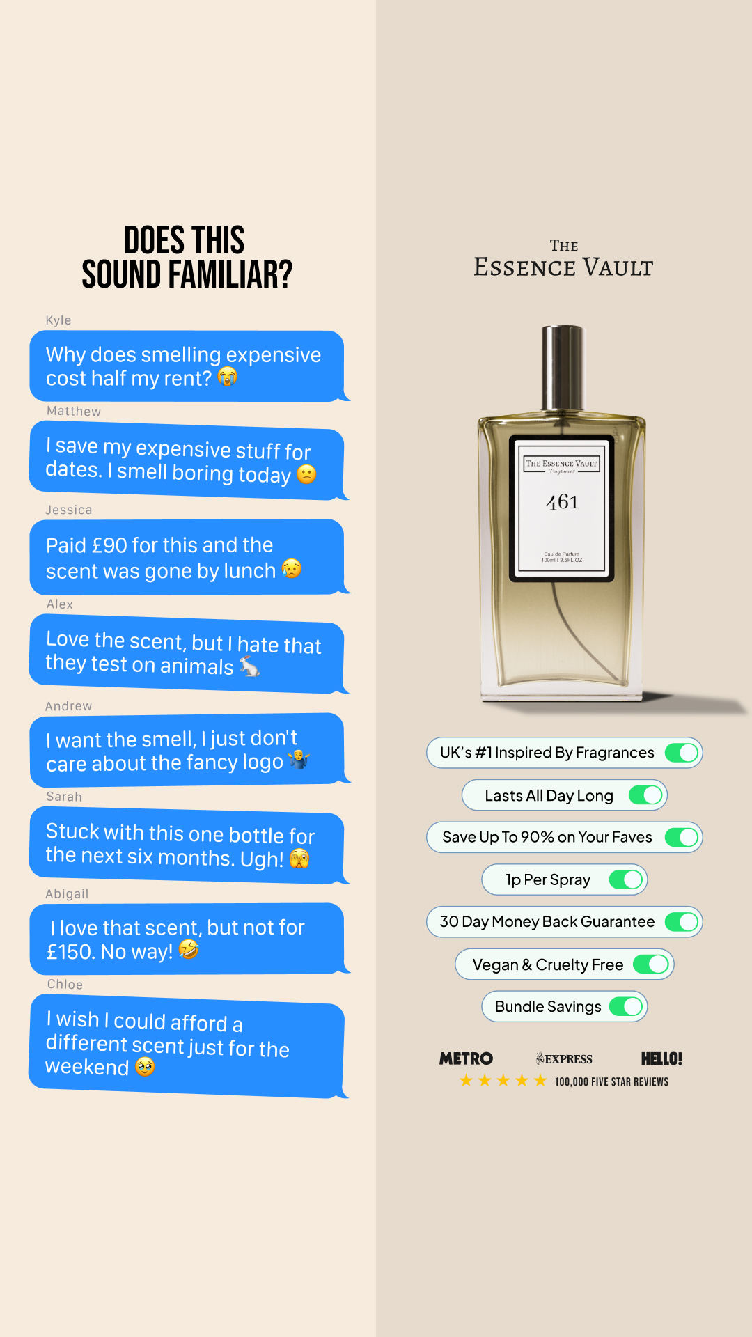 The Essence Vault Facebook ad