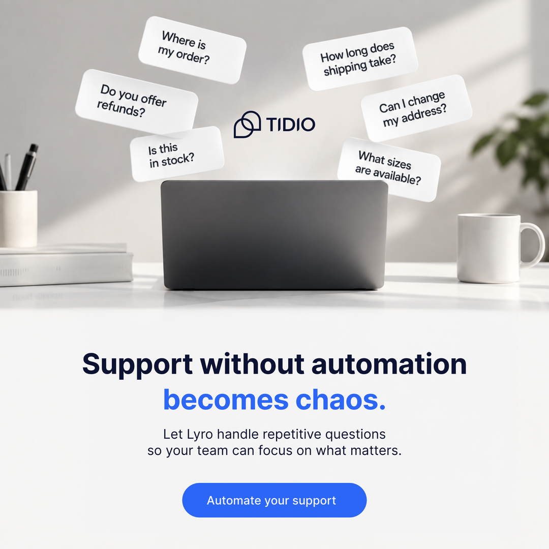 Tidio Facebook ad: Stop paying to answer the same question