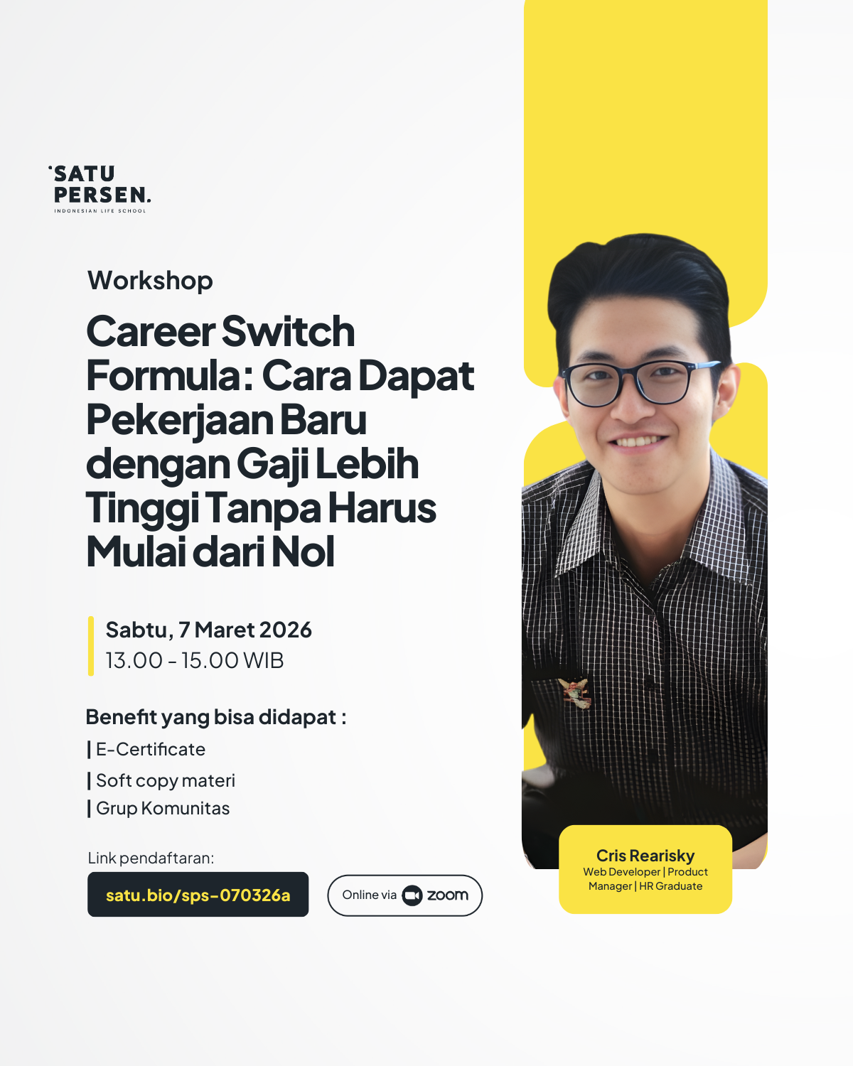Satu Persen - Indonesian Life School Facebook ad: Pindah ke bidang baru sering kali dianggap sebagai…