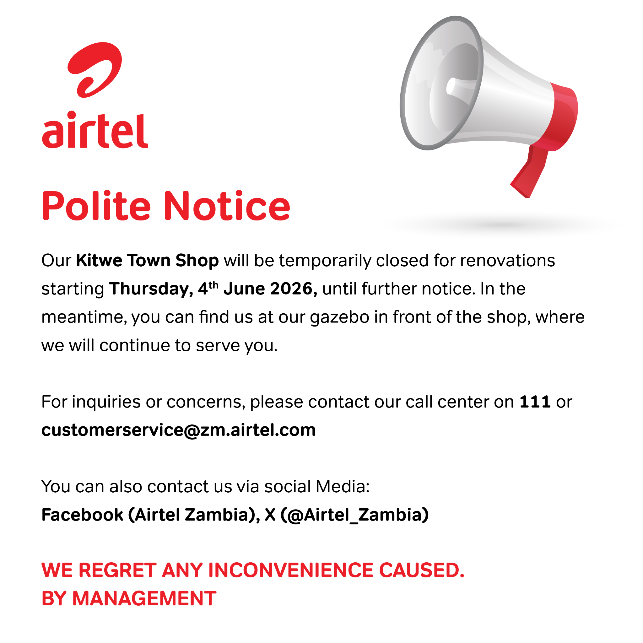 Airtel Zambia Facebook ad