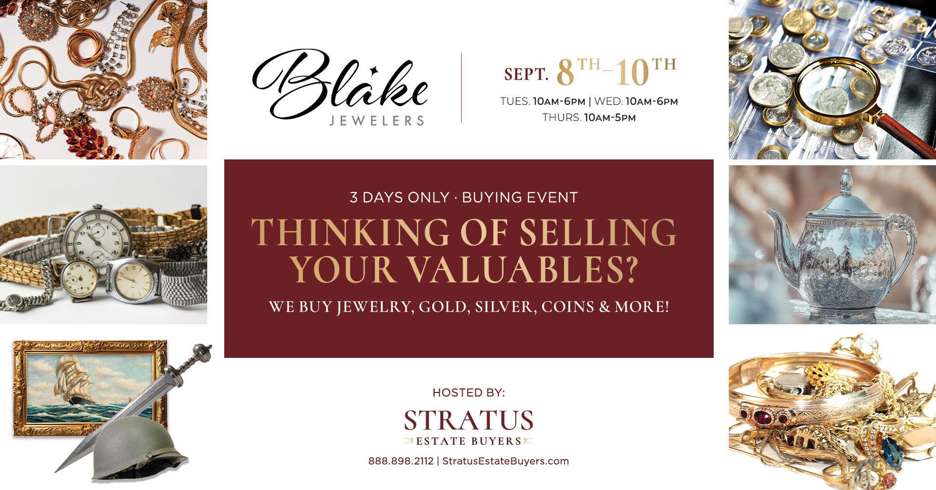 Stratus Estate Buyers Facebook ad: Estate Buying Event - Blake Jewelers, New Hope PA