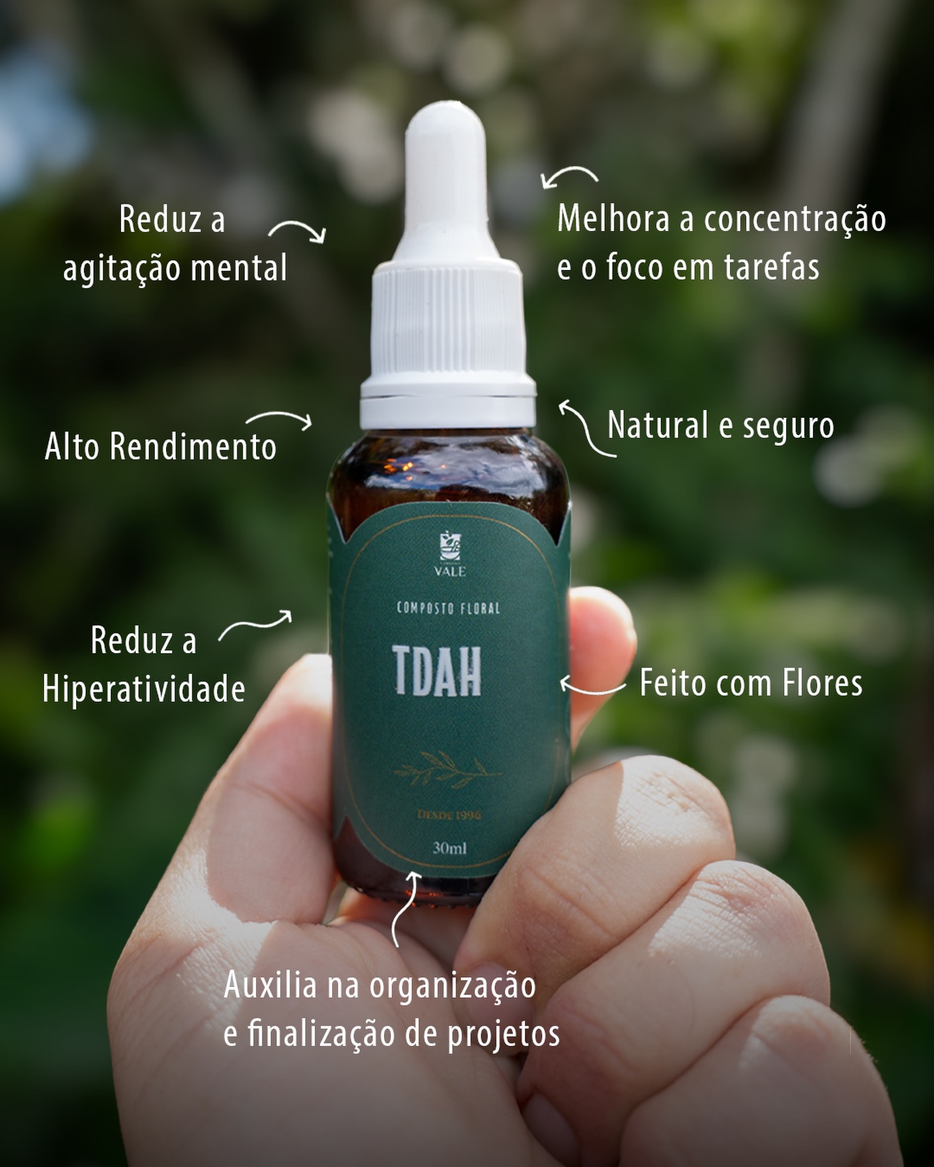 Florais do Vale Facebook ad: TDAH, Atenção e Hiperatividade - 30ml -
