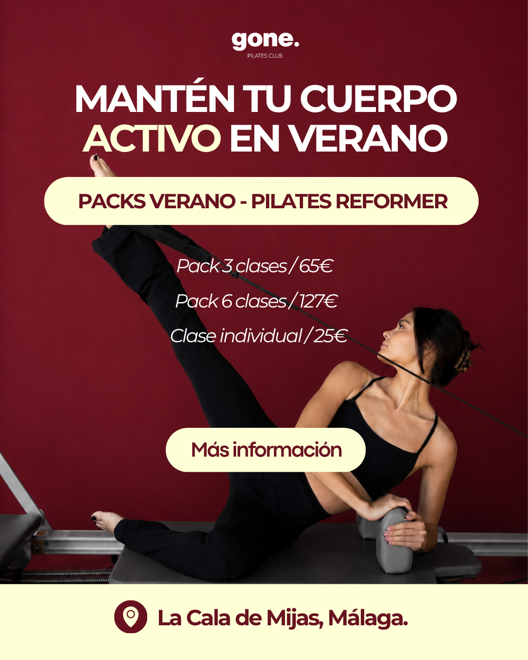 Gone Pilates Club Facebook ad: Packs VERANO - Pilates Reformer