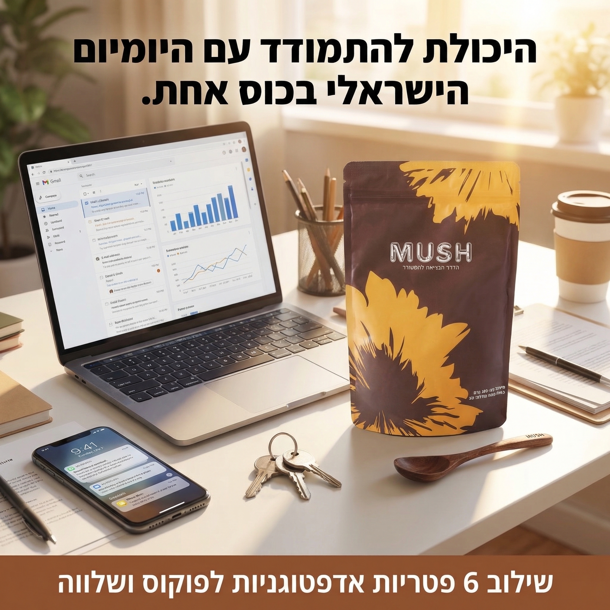 Morbela Facebook ad: משלוח חינם, 90 יום אחריות, ושלוש מתנות בכל הזמנה