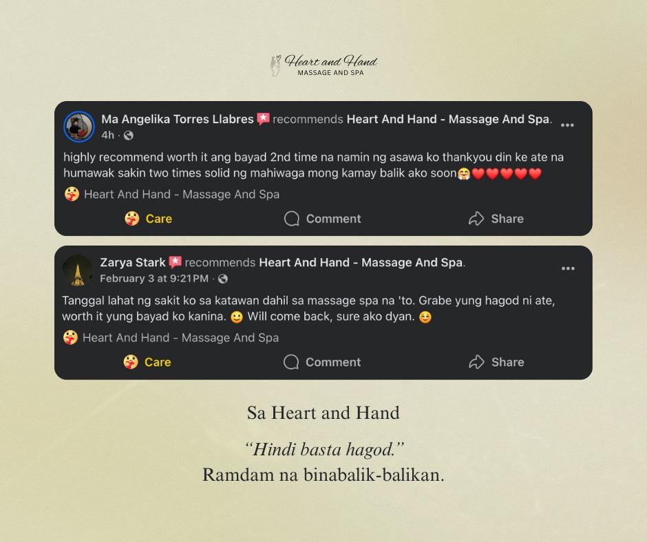 Heart And Hand - Massage And Spa Facebook ad: Hindi lahat ng massage pare-pareho.