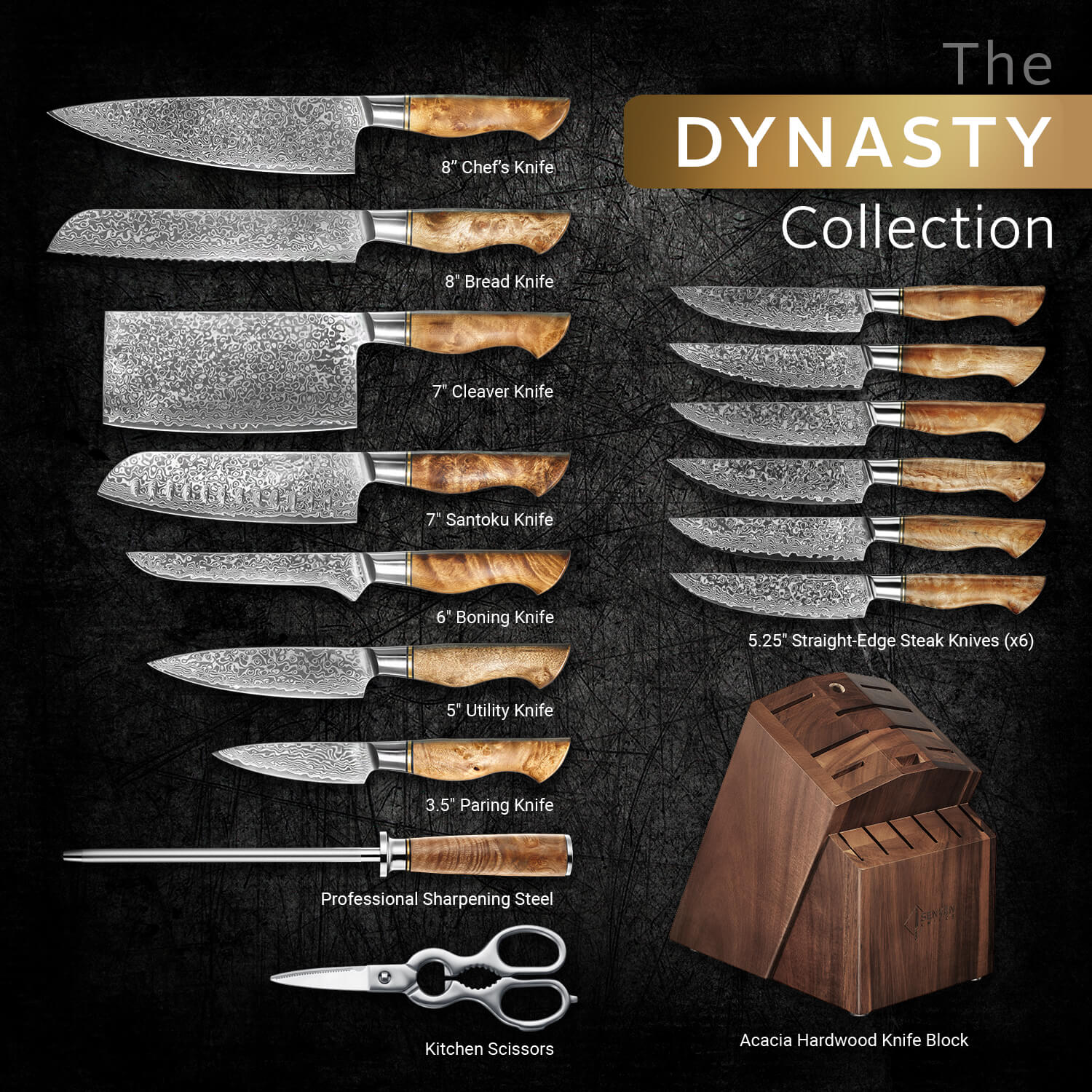 Senken Knives Facebook ad: 67-Layer Damascus Steel Perfection