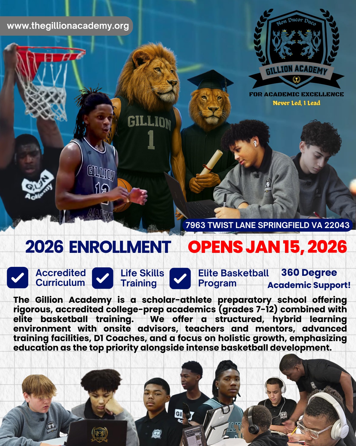 Gillion Basketball Academy Facebook ad: The Gillion Academy | Achieve, Lead, Excel, Join Now