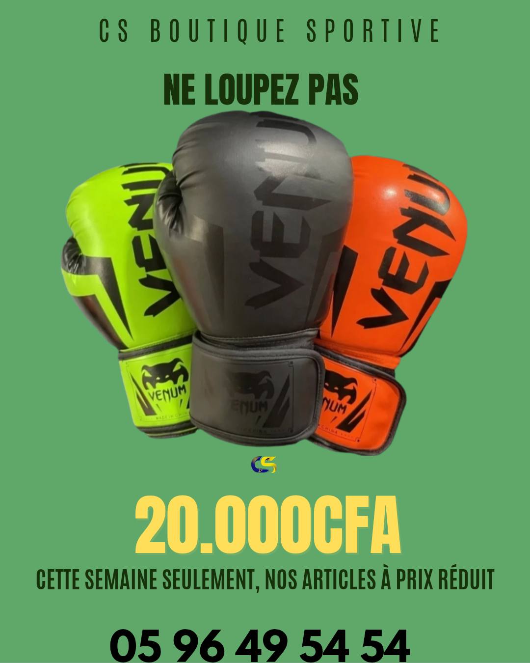 CS boutique Sportive Facebook ad: ÉQUIPEZ-VOUS COMME UN CHAMPION!