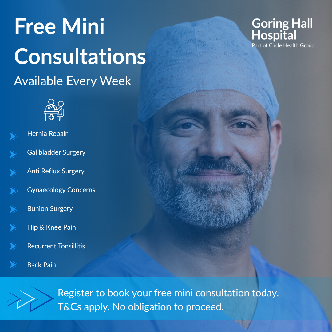 Goring Hall Hospital Facebook ad: Free Mini consultations Available Now