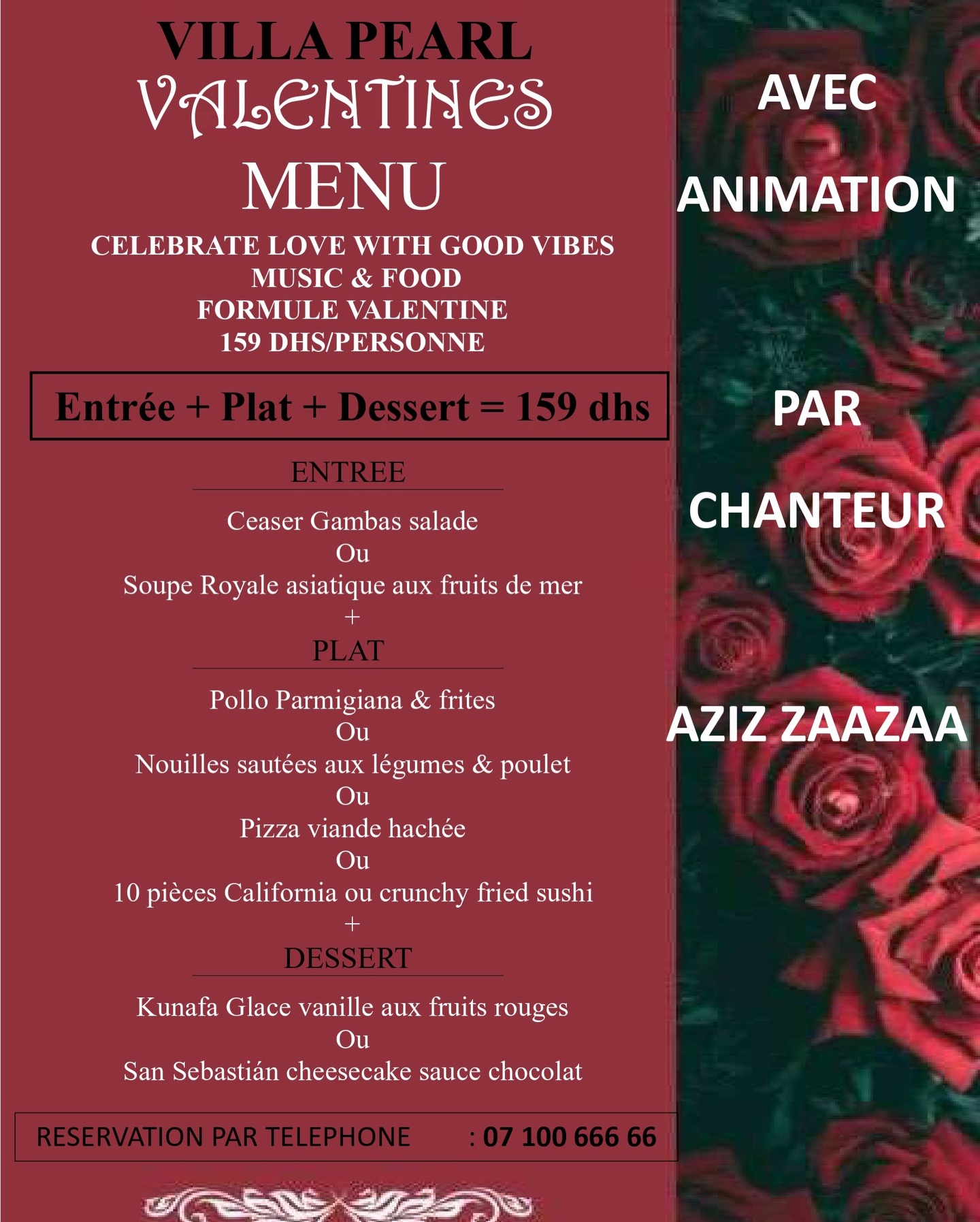 Villa Café Terrace My Pearl Facebook ad: À 159 dhs par personne seulement votre dîner…