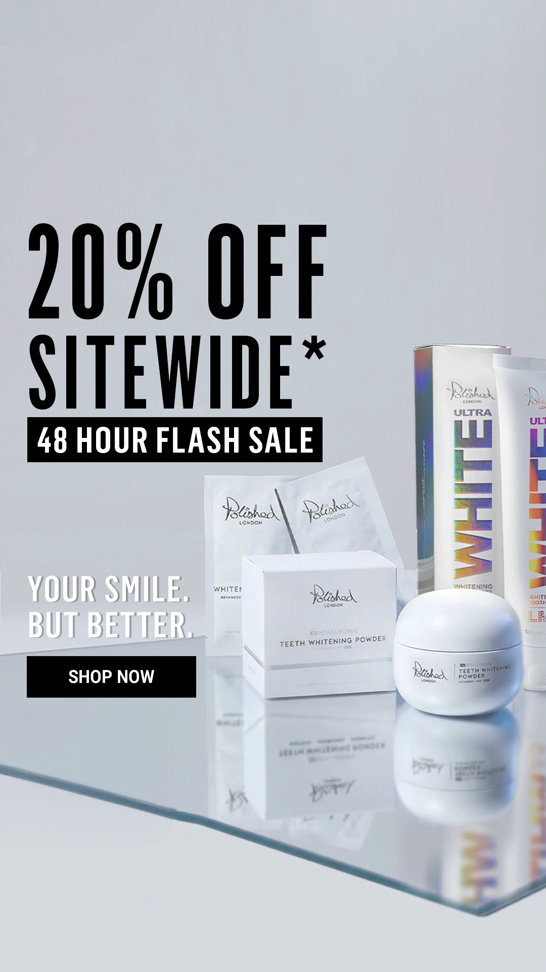 Polished London Facebook ad: 20% OFF SITEWIDE* 48 HRS ONLY