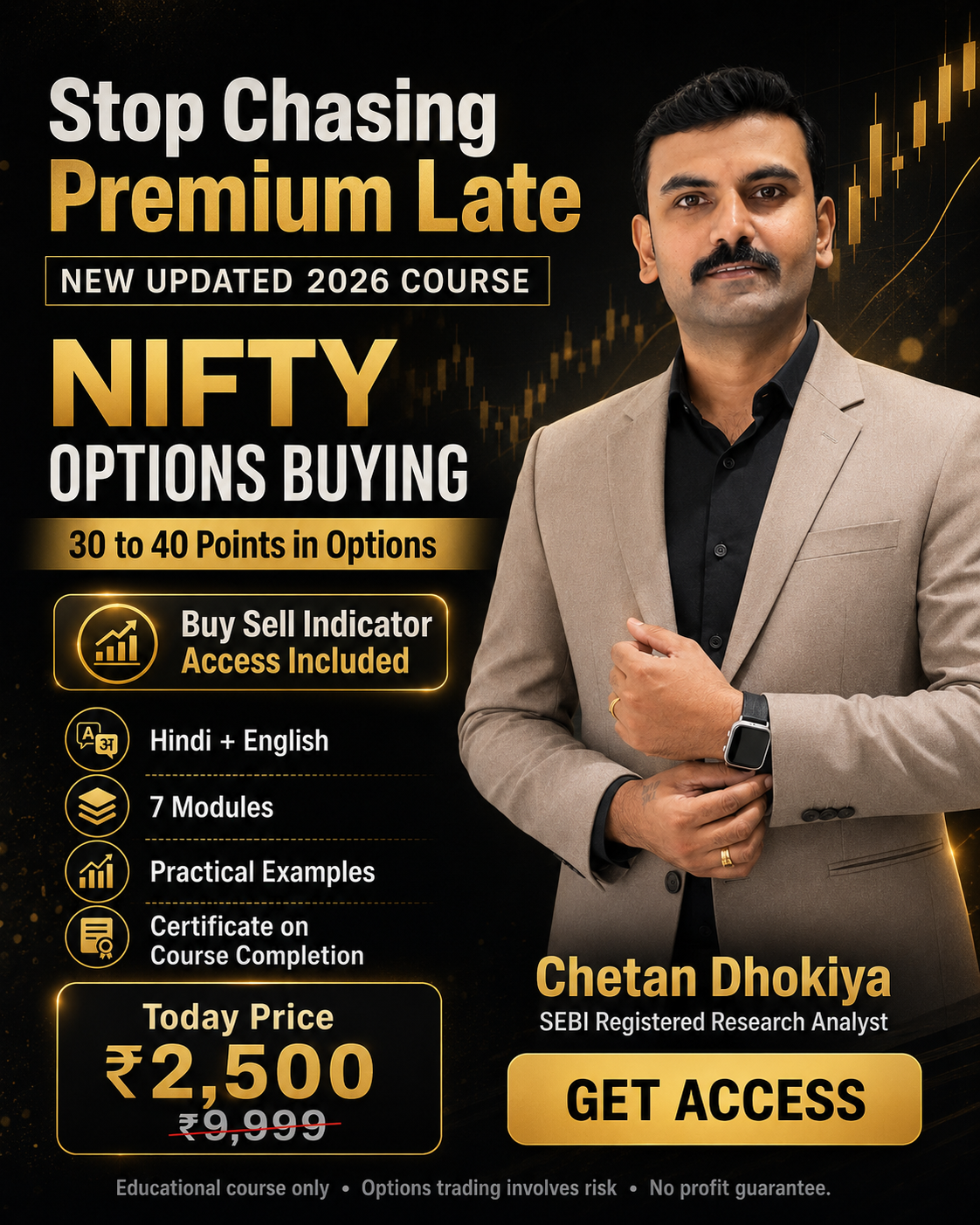 Dhokiya's Research Analyst Facebook ad: Premium Ko Late Chase Karna Band Karo