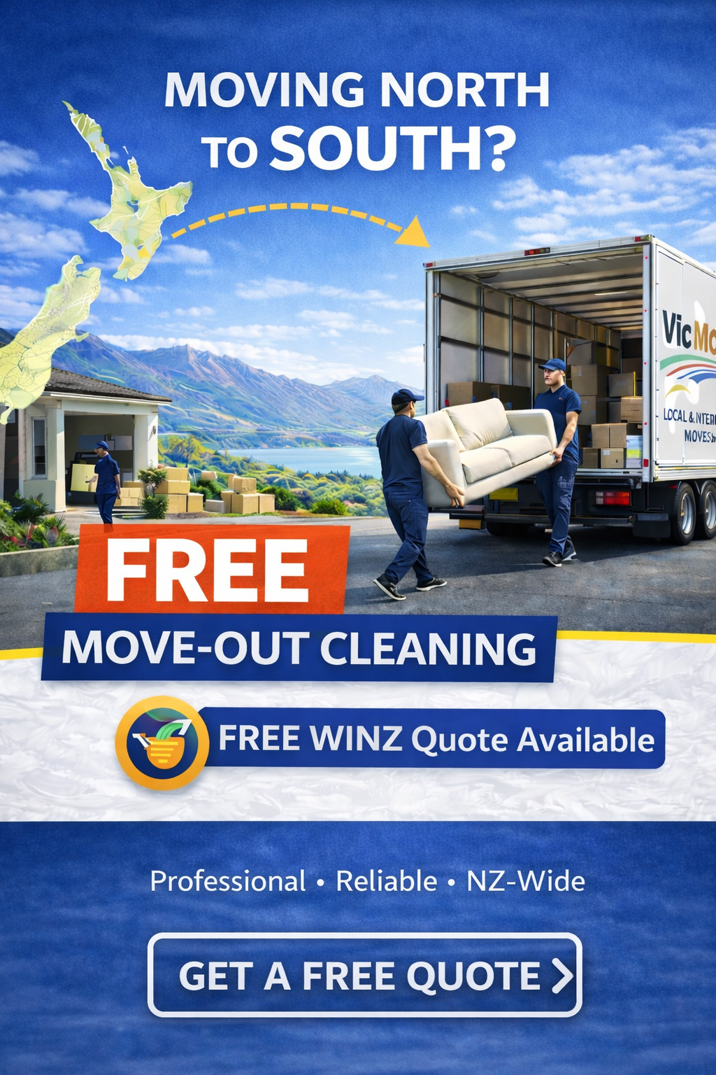 Vic Movers Facebook ad: Hassle-Free Home Moving with FREE Cleaning