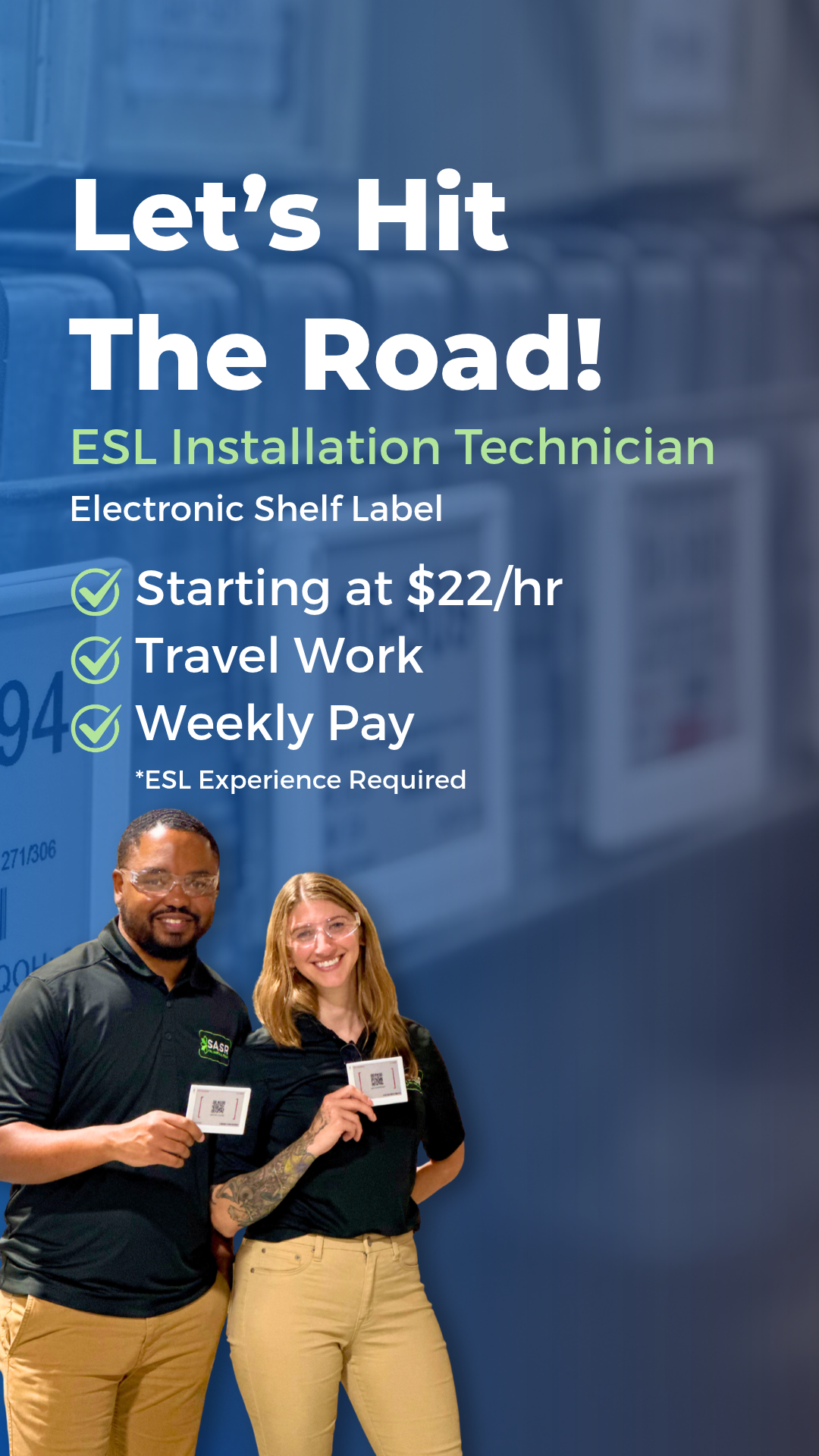 SASR Workforce Solutions Facebook ad: Join Our Experienced ESL Install Team