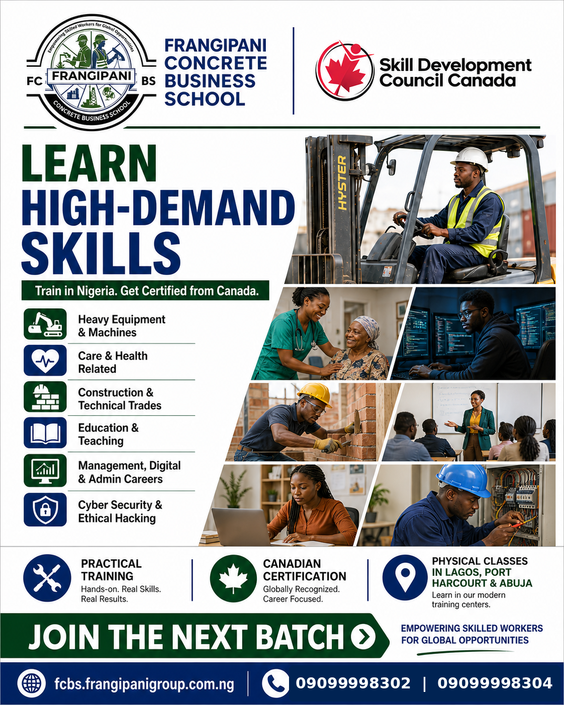 Frangipani Concrete Business School Facebook ad: Learn High-Demand Skills Chat in Messenger