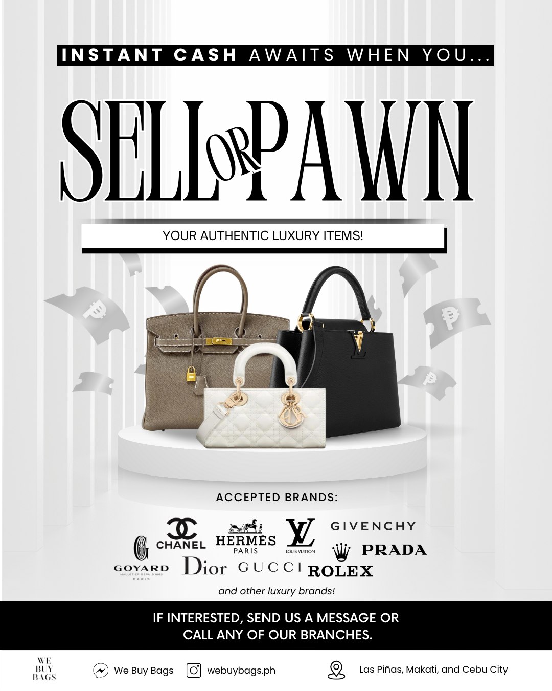 We Buy Bags Facebook ad: Buy & Pawn Luxury