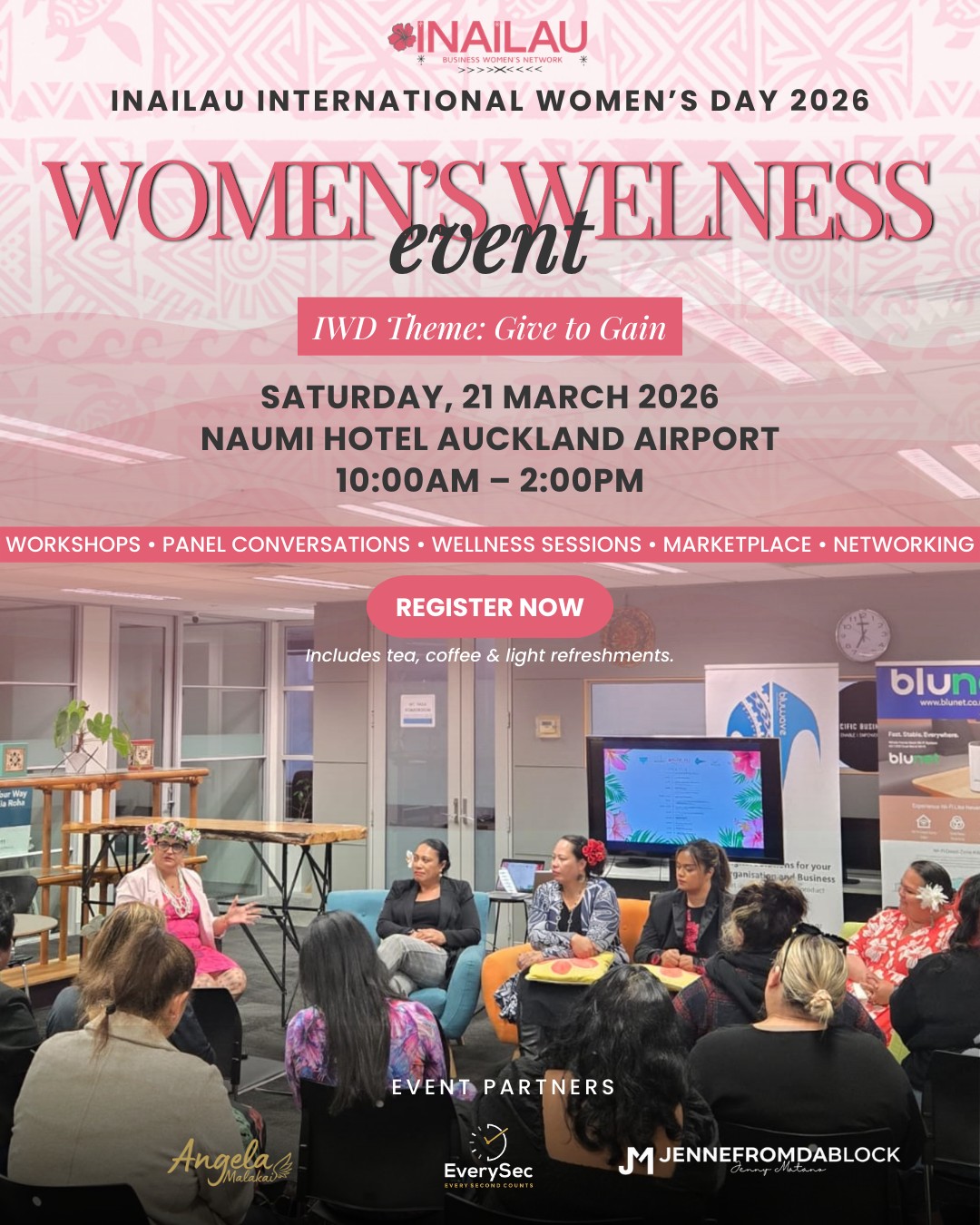 Inailau Pacific Business Women's Network Facebook ad: When was the last time you prioritised your…