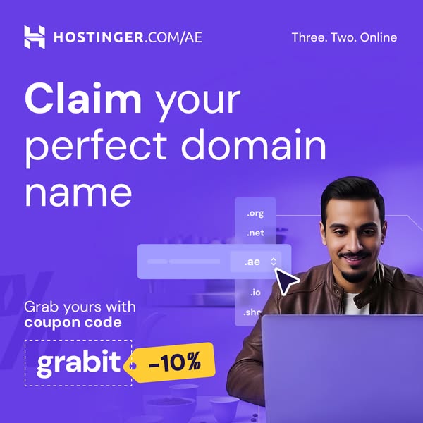 Hostinger Facebook ad: Stand out with a unique domain name