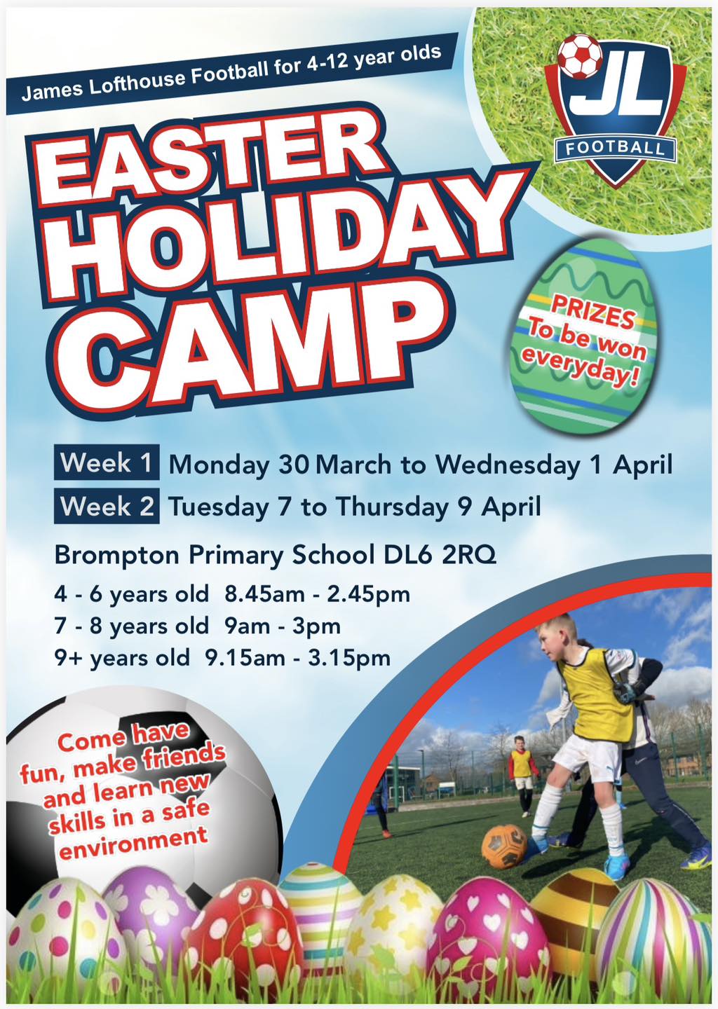 James Lofthouse Football Facebook ad: JL football Easter holiday camps competition