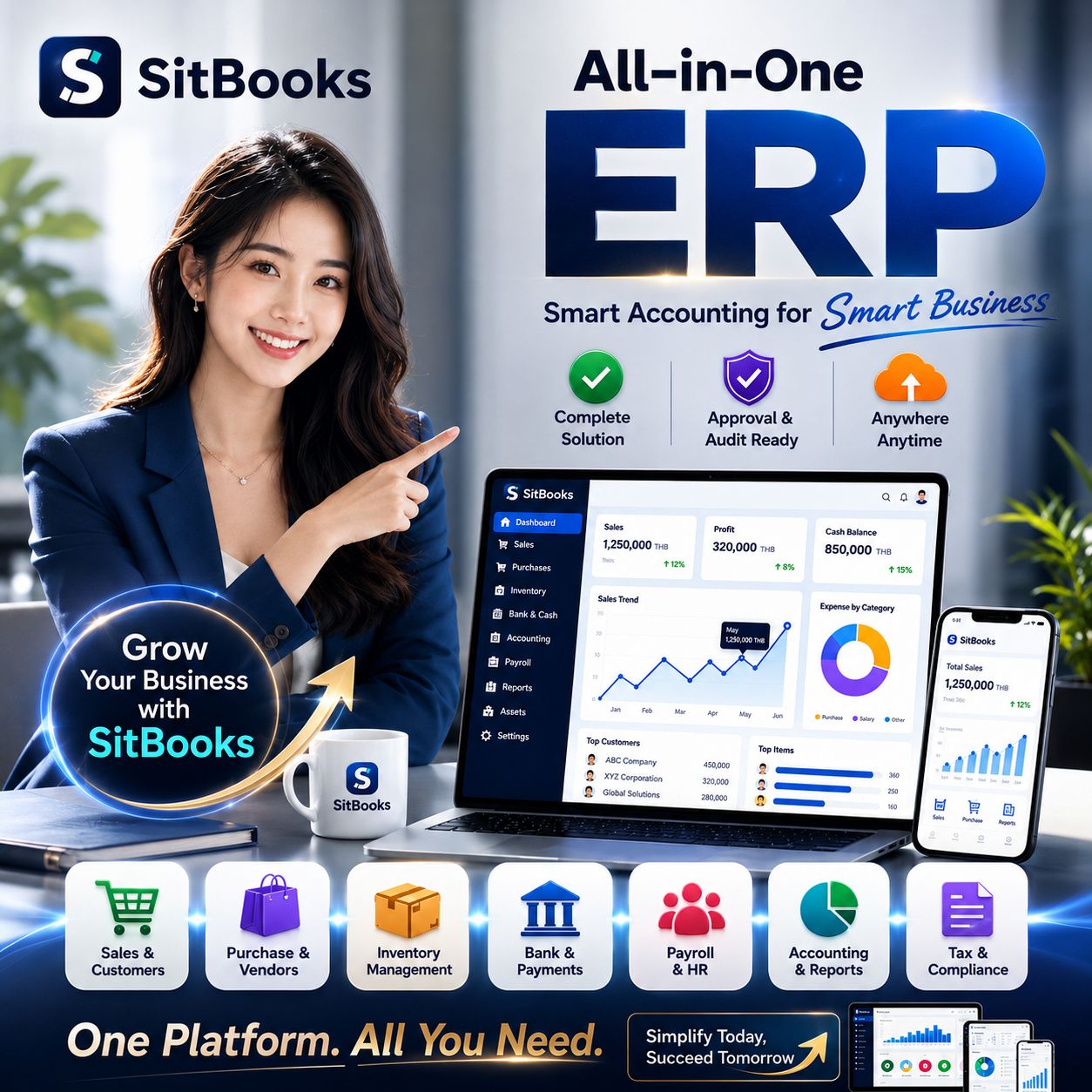 ຮັບສອນ Microsoft Excel Facebook ad: SitBooks Enterprise ERP