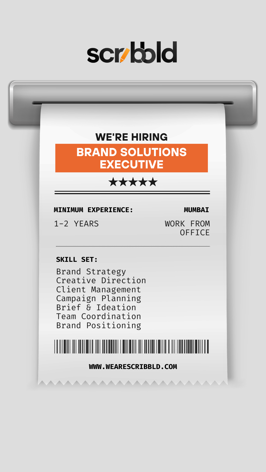 Scribbld Social Facebook ad: We are hiring Brand Solutions Executive at Scribbld.