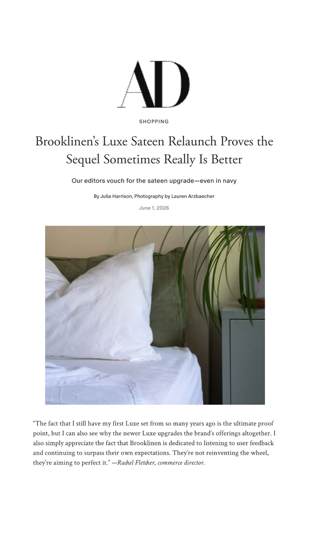 Brooklinen Facebook ad