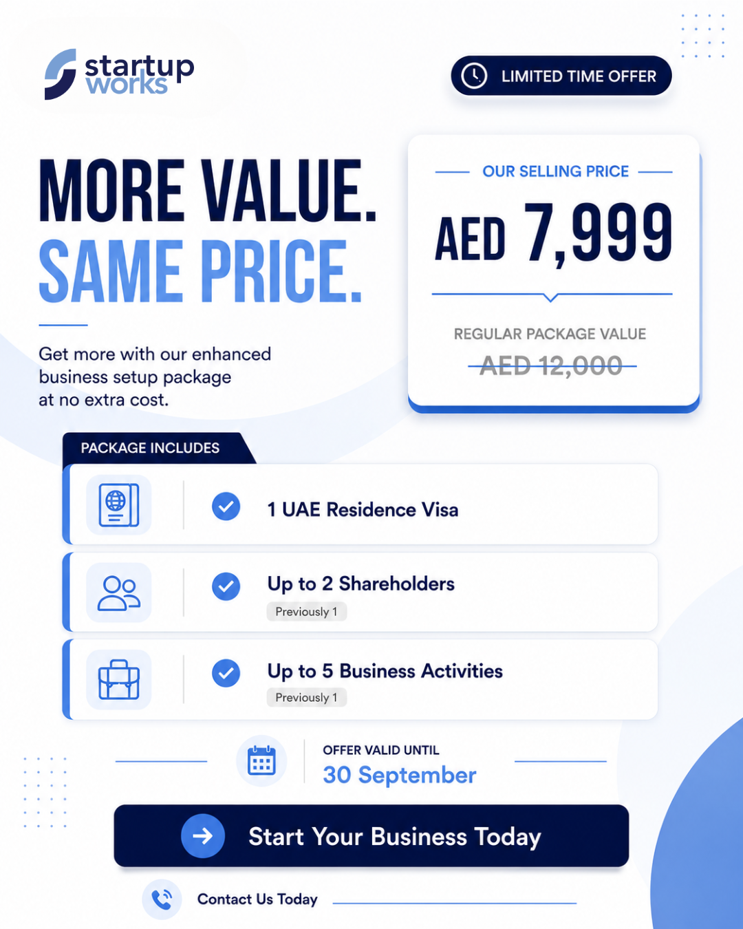 StartupWorks Facebook ad: Offer valid until 30 September.
