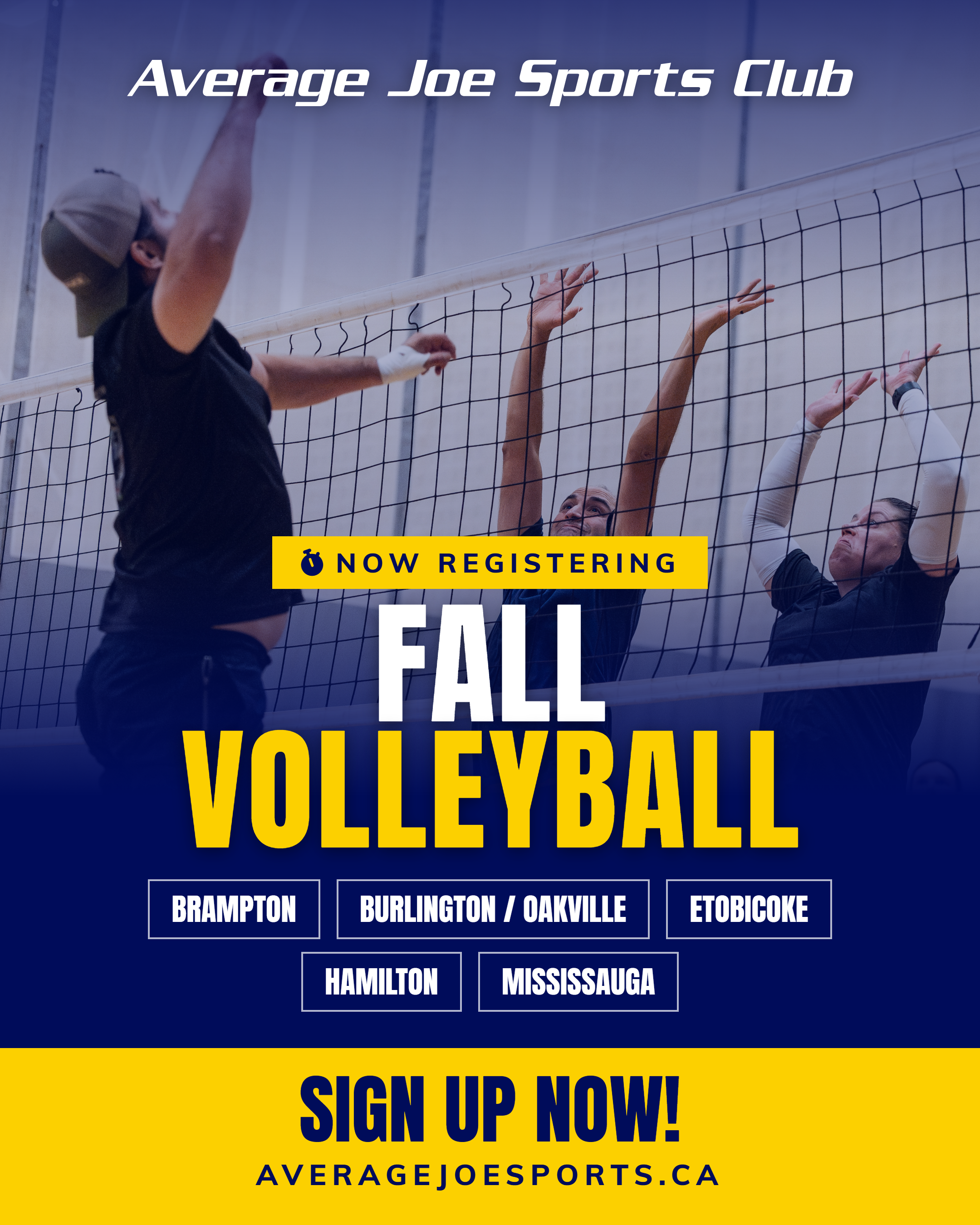 Average Joe Sports Club Facebook ad: Sign up for Volleyball!