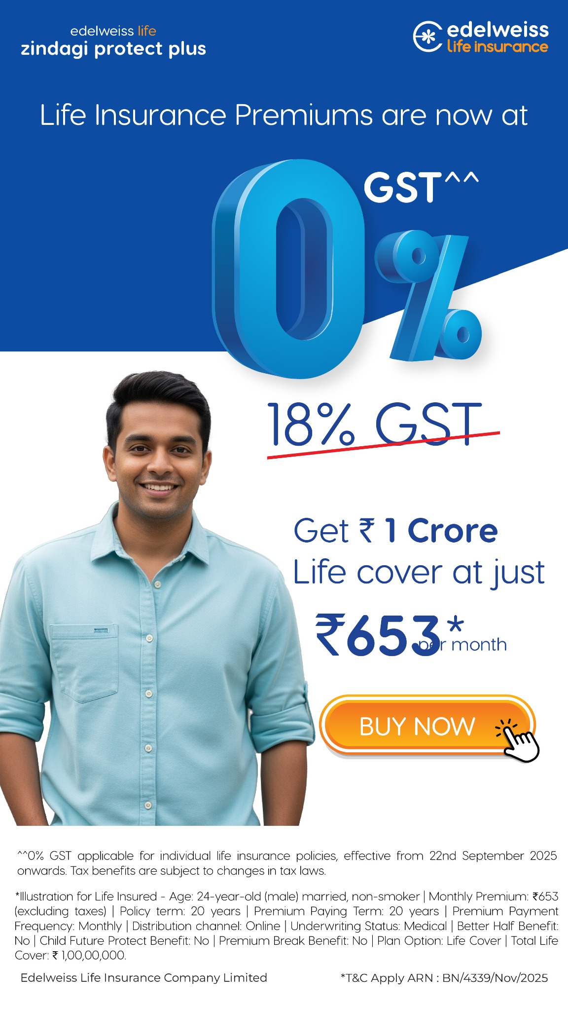 Edelweiss Life Insurance Facebook ad from Feb 24, 2026