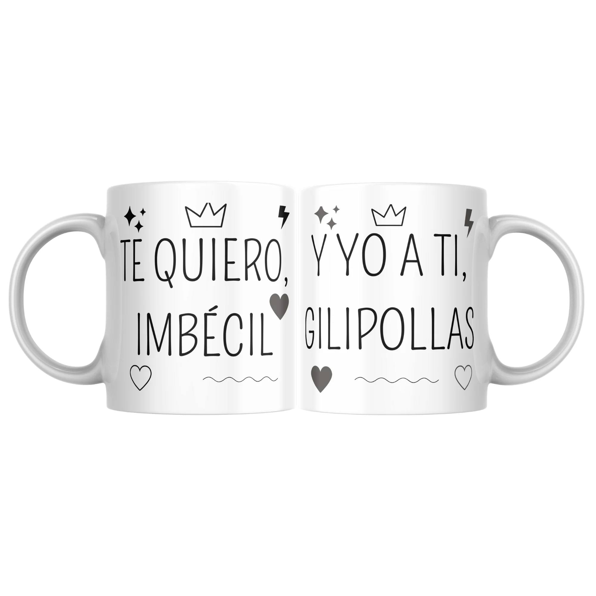 AliExpress Facebook ad: Tazas de Cerámica Pack Te Quiero Imb*cil y Yo A Ti…